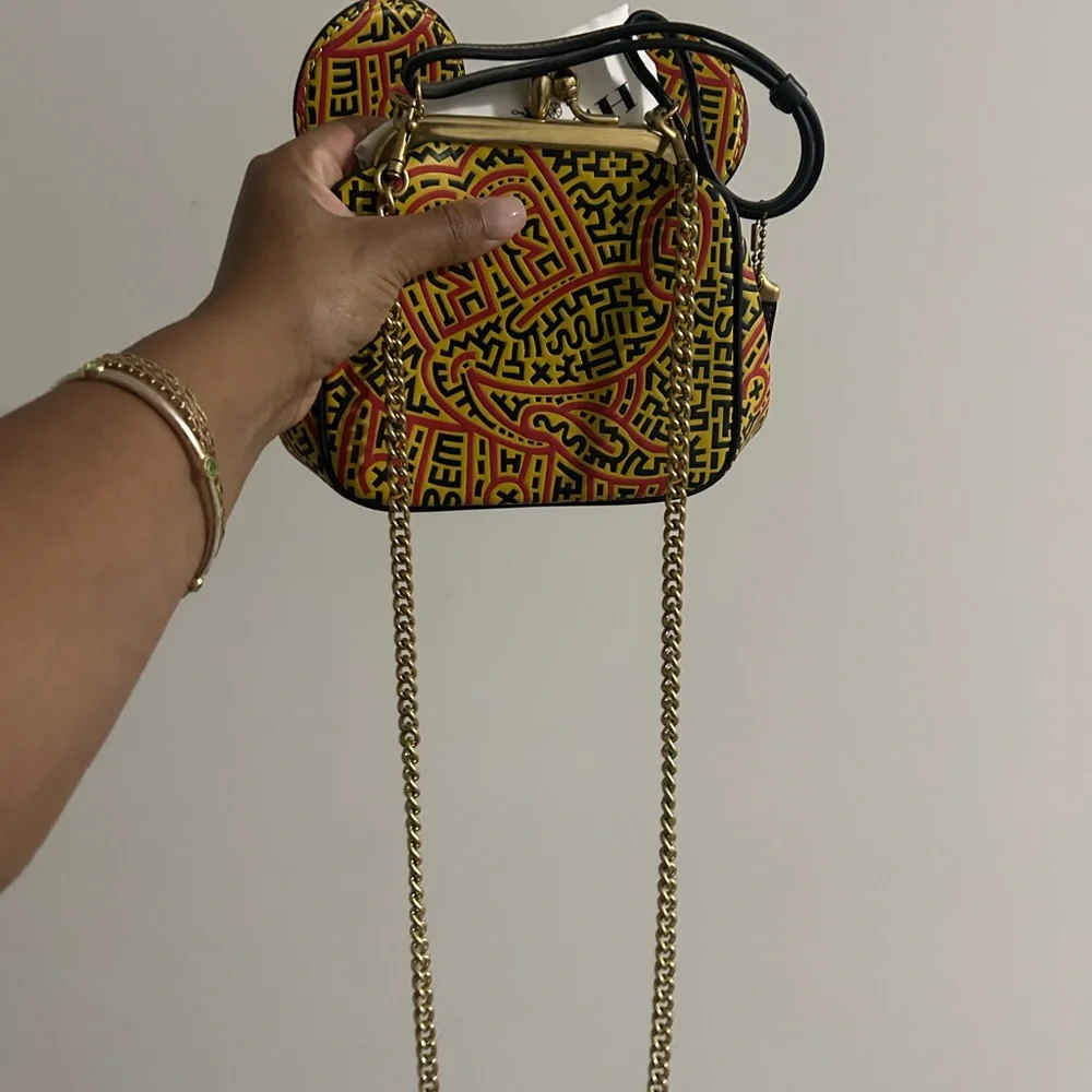 Coach Mini Bag with Yellow and Red Geometric Design - Picture 2 of 7